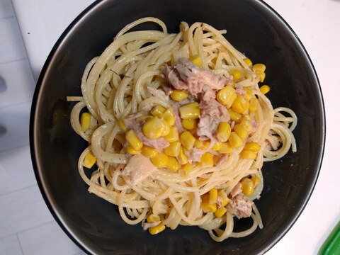 混ぜるだけ〜ツナコーンマヨ白だしのパスタ